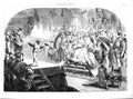 Old Print 1858 Christmas Play Queen Elizabeth Theatre Scene John Gilbert 19th