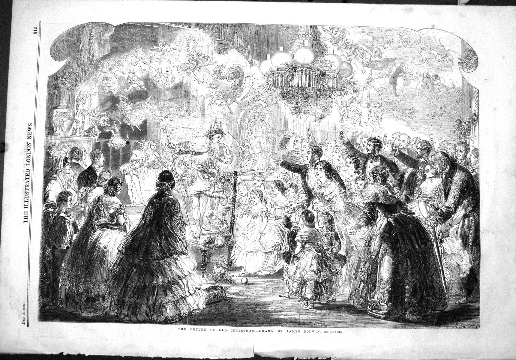 Antique Print 1858 Return Christmas James Godwin Rebuses Letters Charles Be