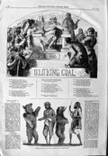 Original Old Antique Print 1859 King Cole Poem Dancing Bears India Victorian