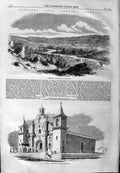 Original Old Antique Print 1859 America View Comayagua Honduras Church 19th