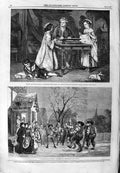 Original Old Antique Print 1859 Steele Children Worcestershire Mummers Music