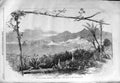 Original Old Antique Print 1859 View Funchal Madeira Mountains Houses Flowers