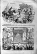 Old Antique Print 1859 Fox Hunting Mark Juvenile Ball Temple Manchester 19th