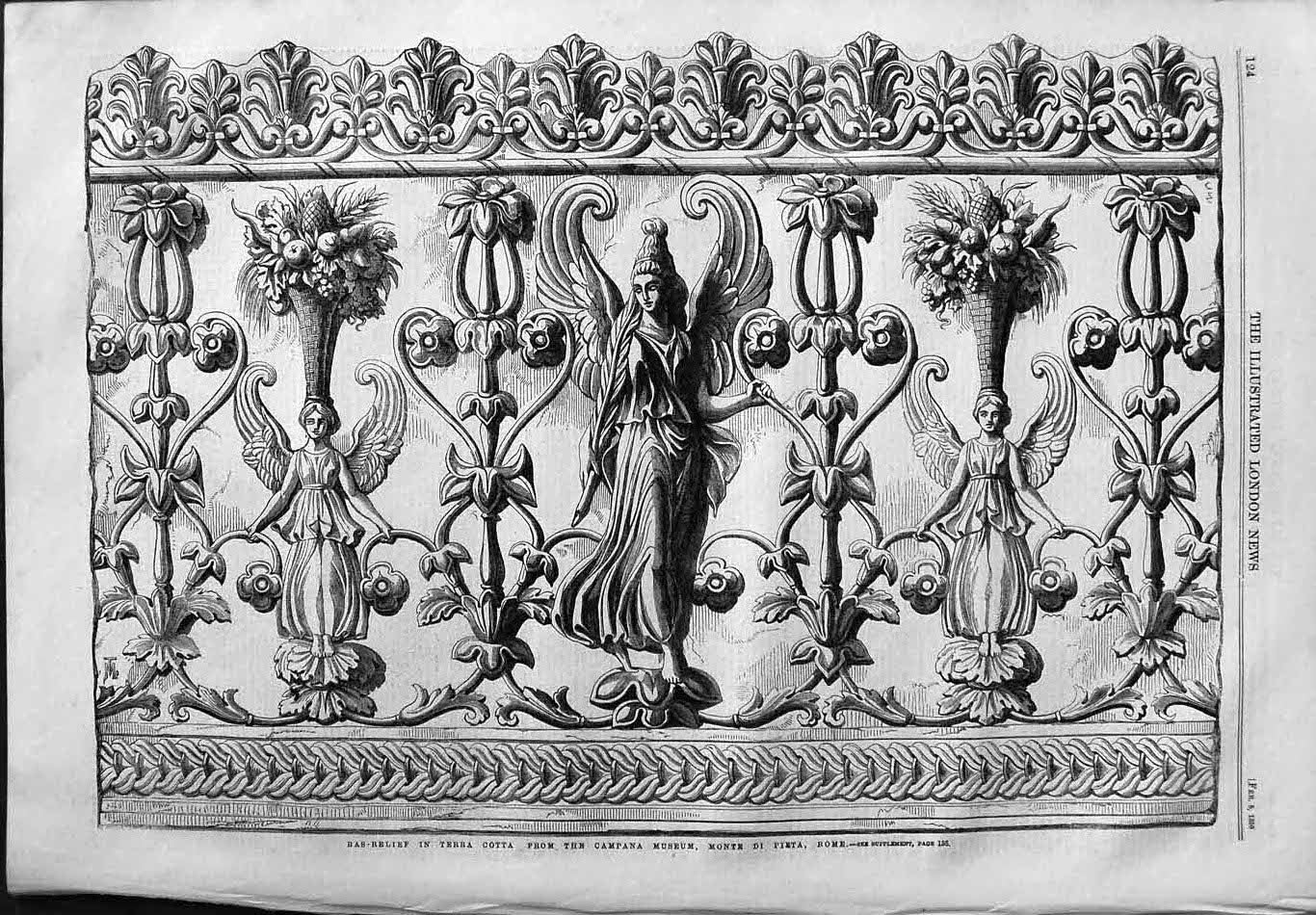 Antique Old Print *3742 1859 Bas-Relief Terra Cotta Campana Museum Monte Rome
