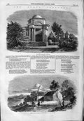 Original Old Antique Print 1859 Burns Centenary Dumfries Globe Tavern Mausoleum