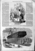 Original Old Antique Print 1859 Pillow-Lace Bedfordshire Graving Dock Bl 19th