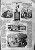 Original Old Antique Print 1859 Imperial Train Orleans Railway Church Montrose