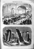 Original Old Antique Print 1859 Dinner London Tavern Davis Stonehenge Theatre