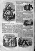 Original Old Antique Print 1859 Theatre Wyndham Hotel Florence Cromlech Leman