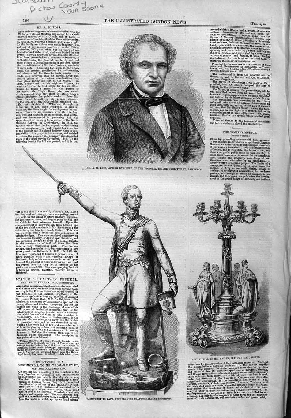 Original Old Antique Print 1859 Ross Scotsburn Victoria Bridge Rosshire Pechell