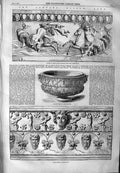 Original Old Antique Print 1859 Frieze Terra-Cotta Campana Museum Rom Victorian