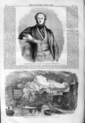 Original Old Antique Print 1859 Lord Ravensworth Fire Hine Mundella Factory