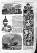 Original Old Antique Print 1859 University Sydney Ship Diana Church Colchester