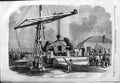 Original Old Antique Print 1859 Patent Boom Derrick Paddle Great Eastern Ship