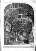 Original Old Antique Print 1859 Hall University Sydney Australia Architecture