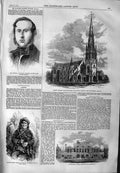 Original Old Antique Print 1859 Fowler Wesley Church Melbourne Pottawatamie 19th