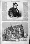 Original Old Antique Print 1859 Lord Lyndhurst Church John Lantern Paris France