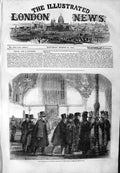 Original Old Antique Print 1859 Wesminster Hall House Commons Members Entrance