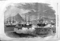 Original Old Antique Print 1859 Rebels Taipings Nankin Firing Lee Gun Boat Ship