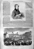 Original Old Antique Print 1859 Lygon M.P. Tewkesbury Steel Monument Carlisle