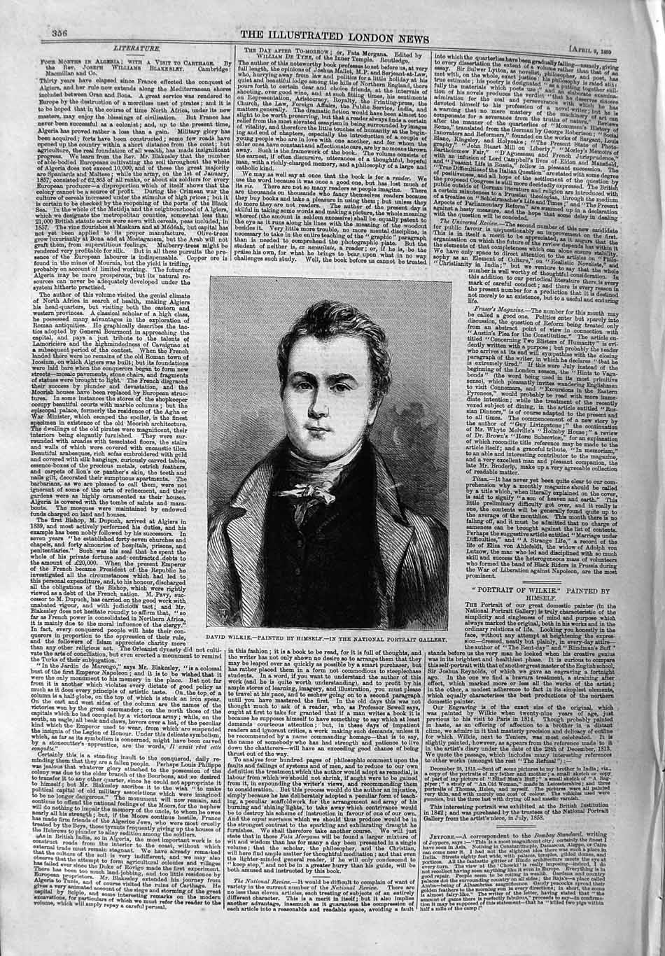 Original Old Antique Print 1859 Portrait David Wilkie National Gallery 19th