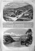 Old Antique Print 1859 Wellington New Zealand Railway Suspension Niagara 19th