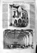 Original Old Antique Print 1859 Corn Exchange Sleaford Dunston Pillar D 19th