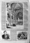 Original Old Antique Print 1859 Queen Matilda Caen Normandy Henry Bonner Church