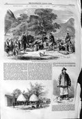 Old Antique Print 1859 China Transport Paddy Stack Village Elder Can-Haou 19th