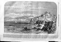 Original Old Antique Print 1859 War Italy View Genoa Yachts Buildings Mountains
