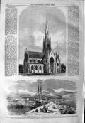 Original Old Antique Print 1859 British Protestant Church Nice Santa Maura 19th