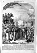 Original Old Antique Print 1859 War Embarkation Zouaves Siers Marseilles France