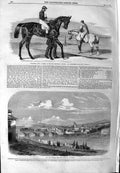 Old Antique Print 1859 Promised Land Horse Newmarket War Bridge River Po 19th