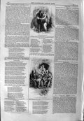 Original Old Antique Print 1859 Story Illustration Two Books Family Scene 19th