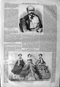 Original Old Antique Print 1859 Jules Sandeau French Dramatist France Fashion