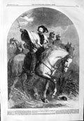 Original Old Antique Print 1859 Portrait General Garibaldi Horse 19th