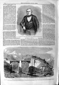Original Old Antique Print 1859 Dorling Clerk Epsom War Bridge Doveria Crevola