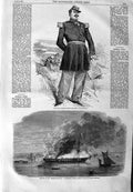 Old Antique Print 1859 War General Forey Montebello Eastern Monarch Ship 19th