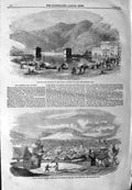 Antique Old Print *3733 1859 War Port Lake Como City Quito Convent San Juan