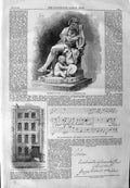 Original Old Antique Print 1859 Monument Handel Westminster Abbey Au Victorian