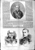 Original Old Antique Print 1859 Prince Metternich Marshal D'Angely M'Mahon War