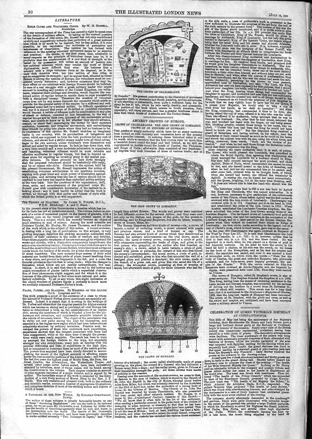 Original Old Antique Print 1859 Crown Charlemagne Iron Lombardy Hungary 19th