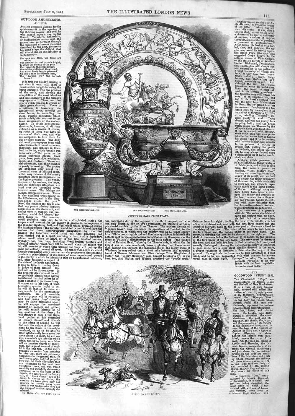 Old Antique Print 1859 Goodwood Horse Race Plate Chesterfield Cup Sport 19th