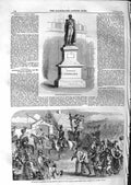 Old Antique Print 1859 Statue Marshall Lobau Hungarian Volunteers Italy 19th