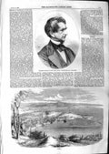 Original Old Antique Print 1859 Governor Seward New York View Trieste Ships