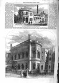 Original Old Antique Print 1859 Wash-House Newcastle-On-Tyne Clothworkers Hall