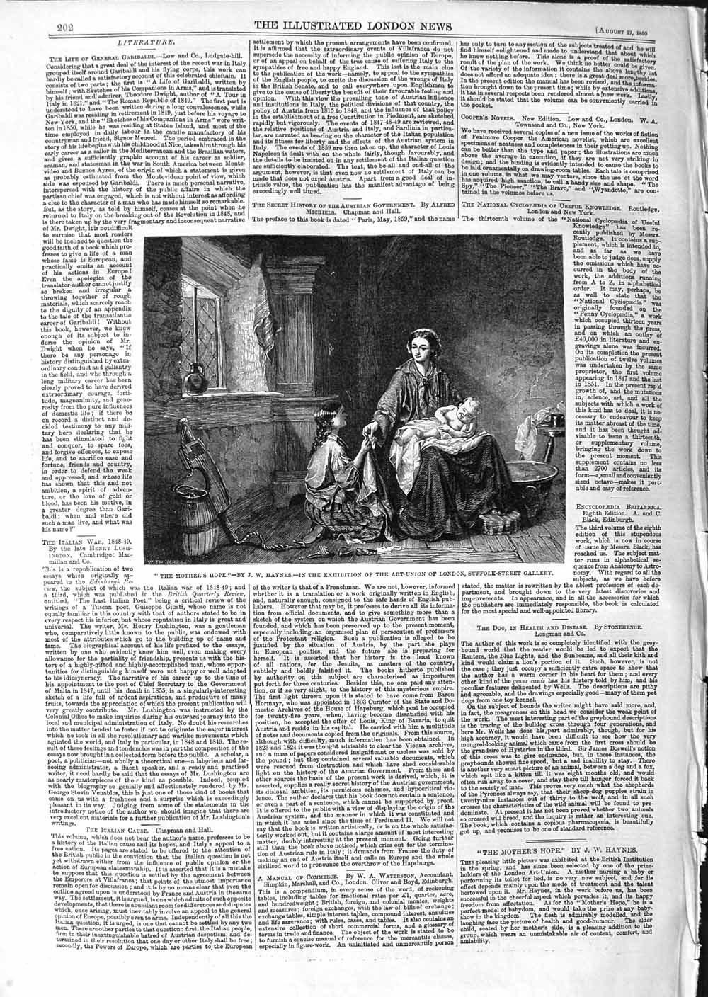 Old Antique Print 1859 Family House Scene Mother Baby Little Girl Haynes 19th