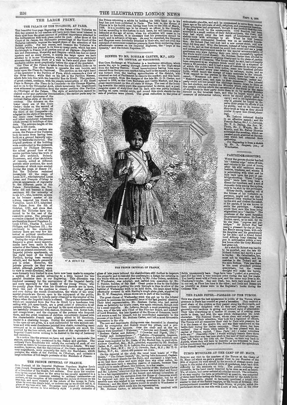 Original Old Antique Print 1859 Portrait Prince Imperial France 19th