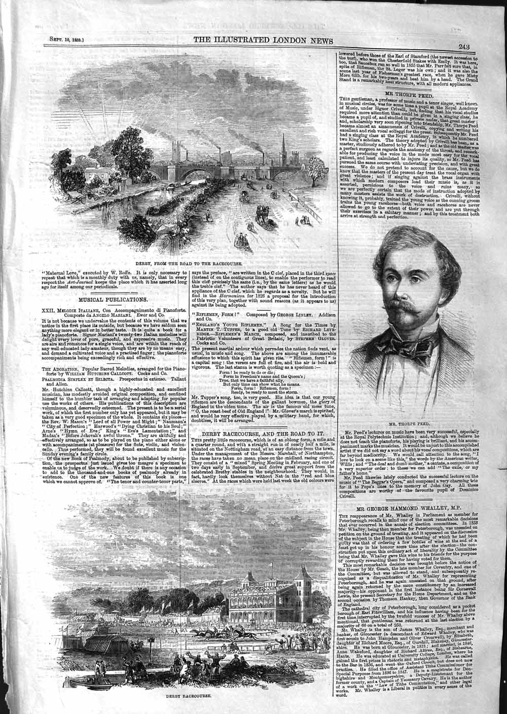 Original Old Antique Print 1859 Derby Racecourse Horses Sport Thorpe Feed 19th
