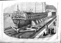 Original Old Antique Print 1859 Patent Slipway Cronstadt Russian Government